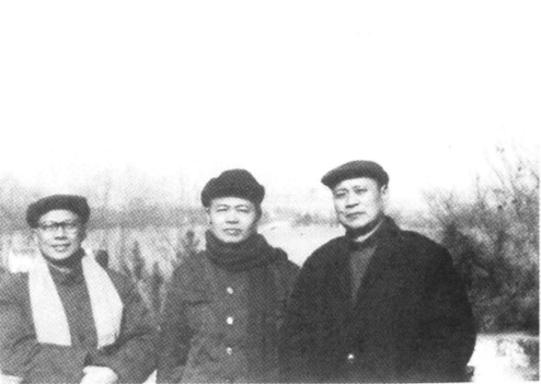 自右至左依次是朱成学、李飞、华彬清，照片拍摄于1982年